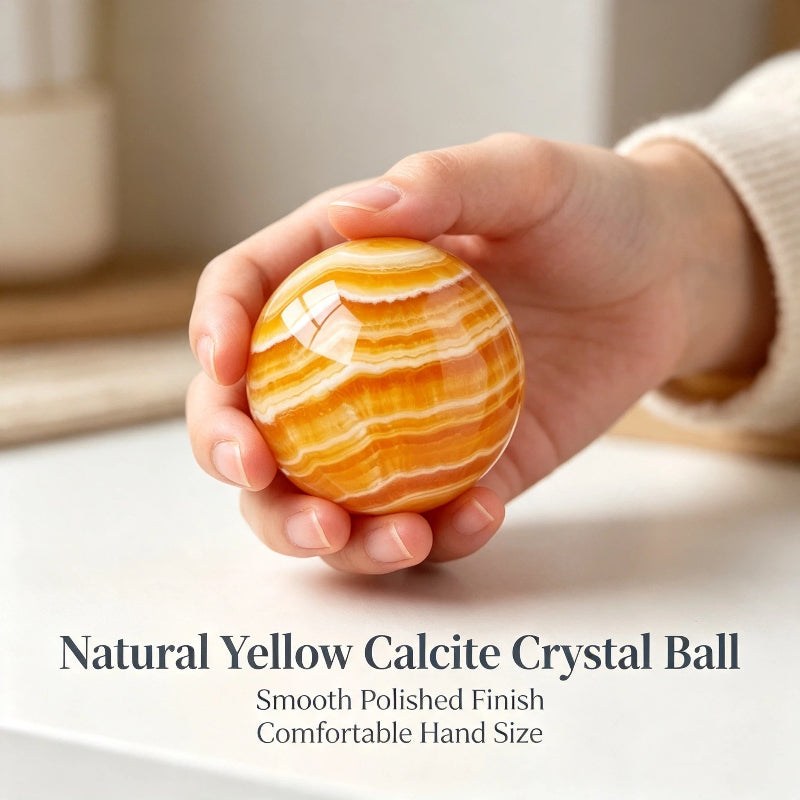 Natural yellow calcite crystal ball