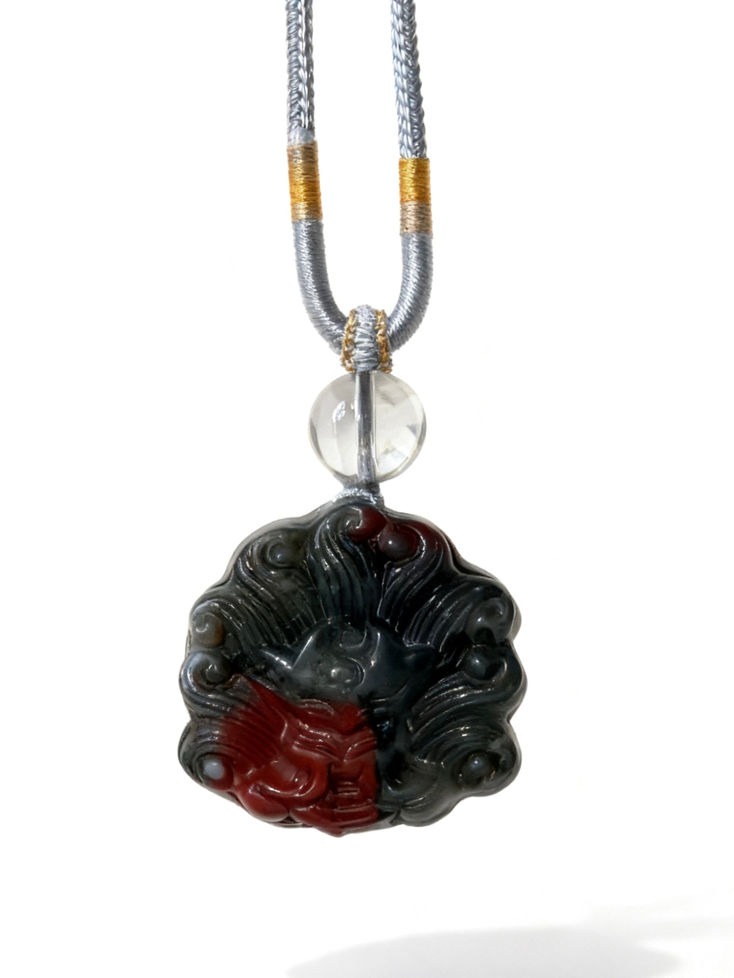 Bloodstone fox necklace (adjustable size)