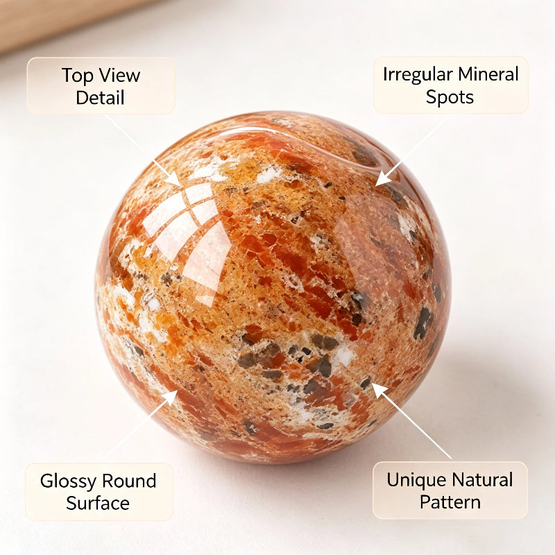 Natural sunstone red jasper common crystal ball
