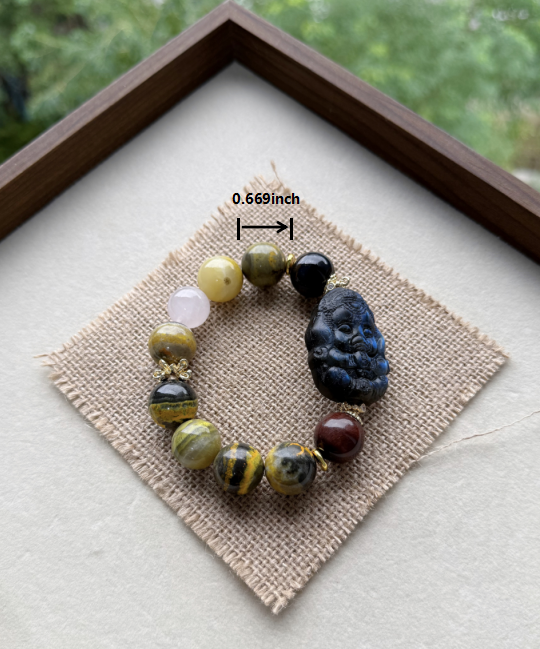 Bumblebee jasper & labradorite elephant gos original design bracelet
