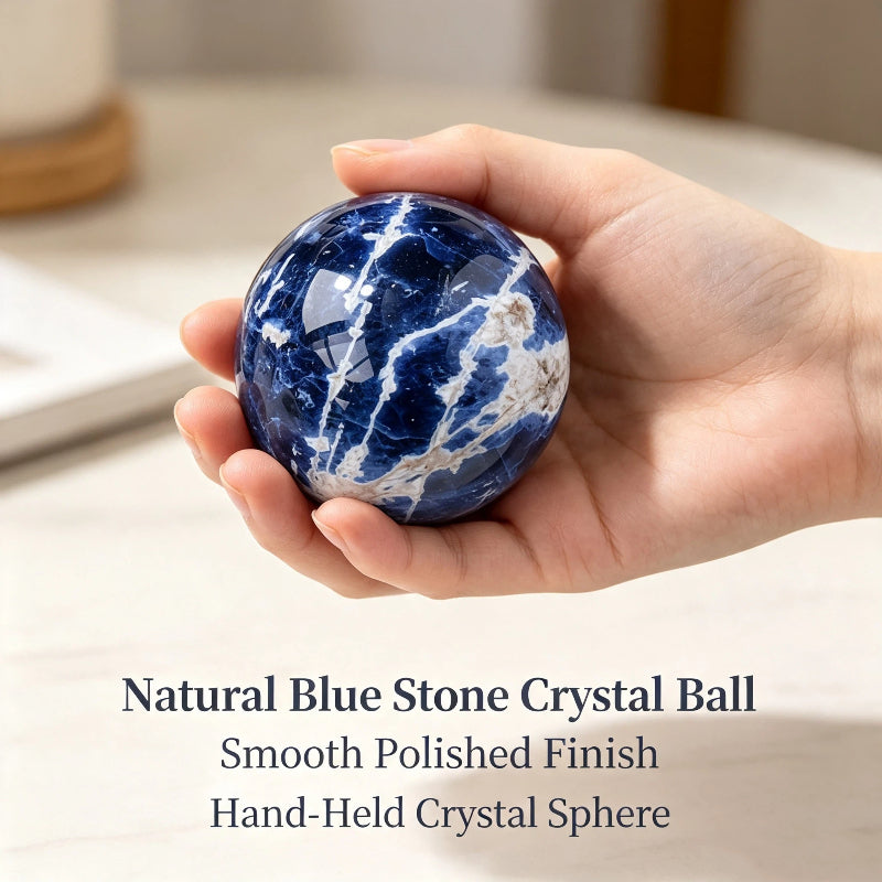 Natural blue stone crystal ball