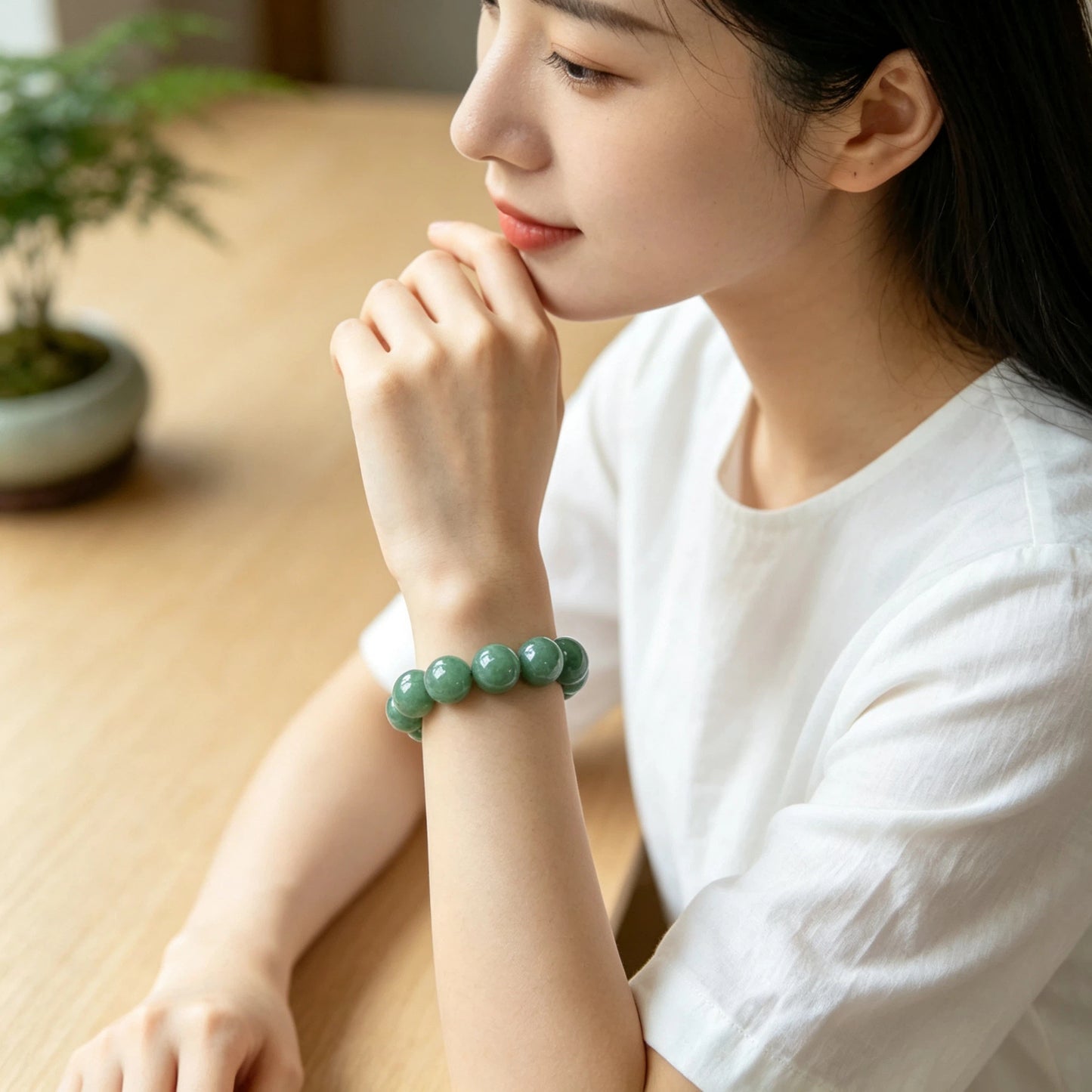 16mm Green Aventurine Round Beaded Bracelet, Polished Stone Bead Bracelet, Handmade Jewelry Gift for Men Women