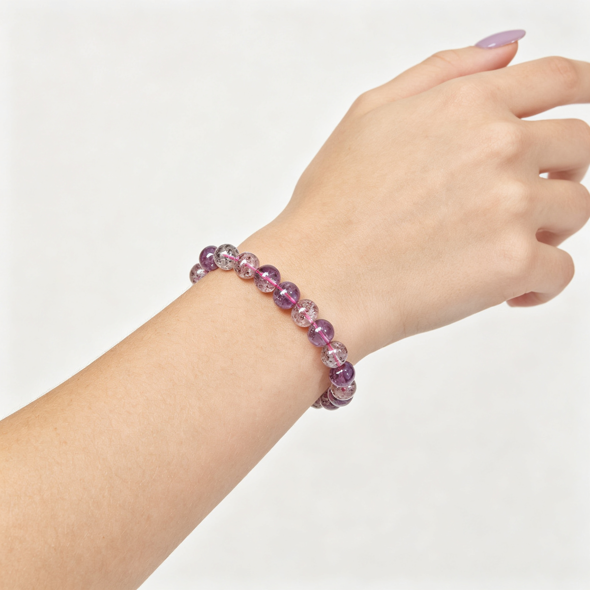 7-8mm Super Seven Natural Crystal Stretch Bracelet Unisex Fits 6.3-6.7in Wrist