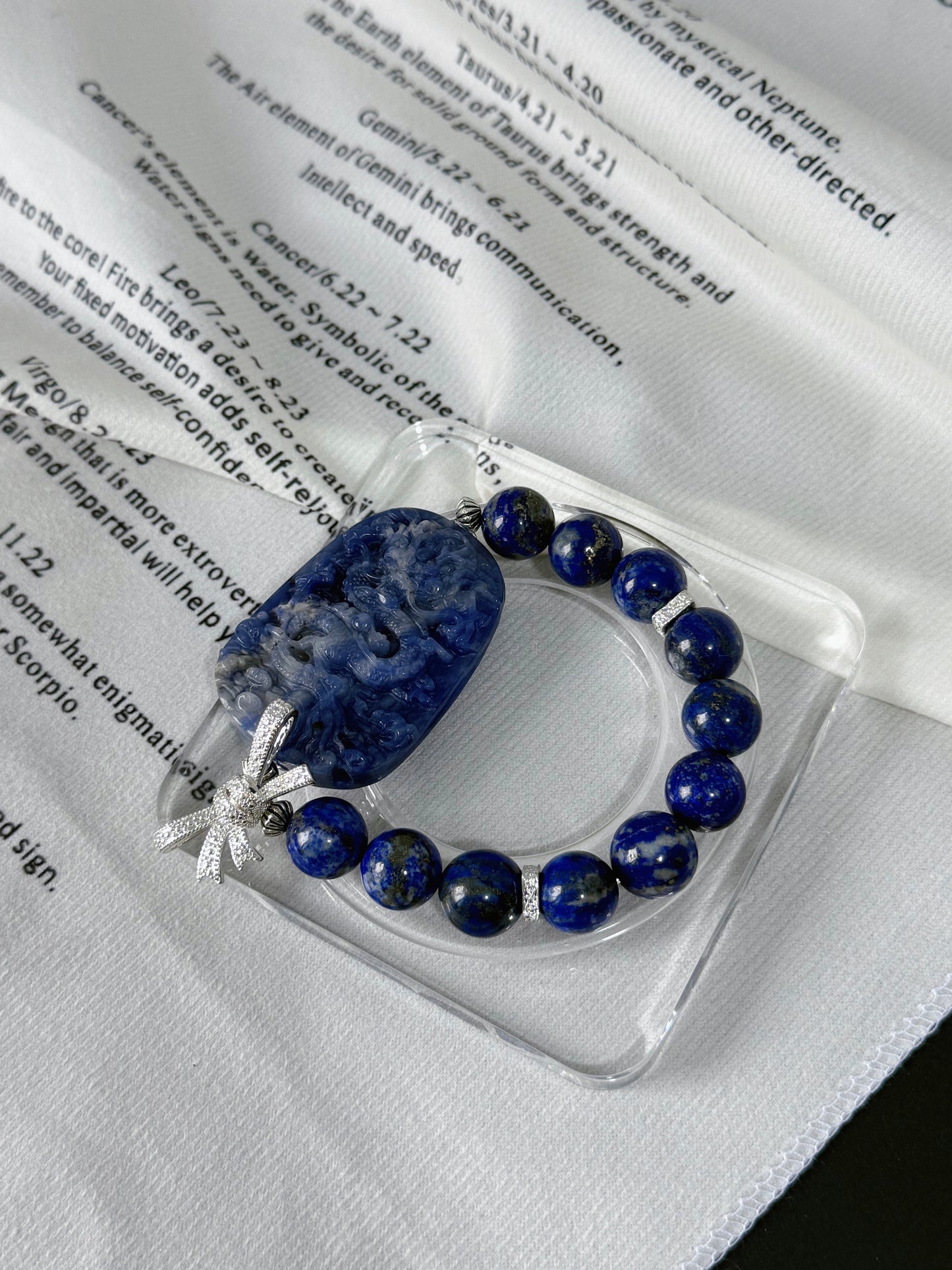 Lapis lazuli & sodalite dragon original design bracelet