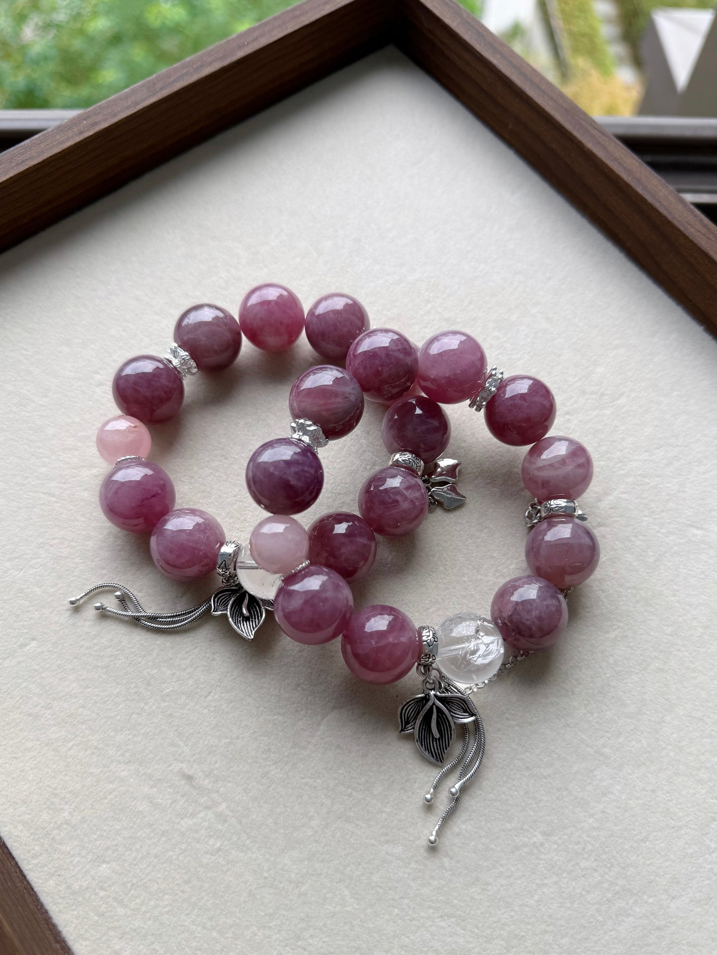 lavender rose quartz original design bracelet Chunky beads