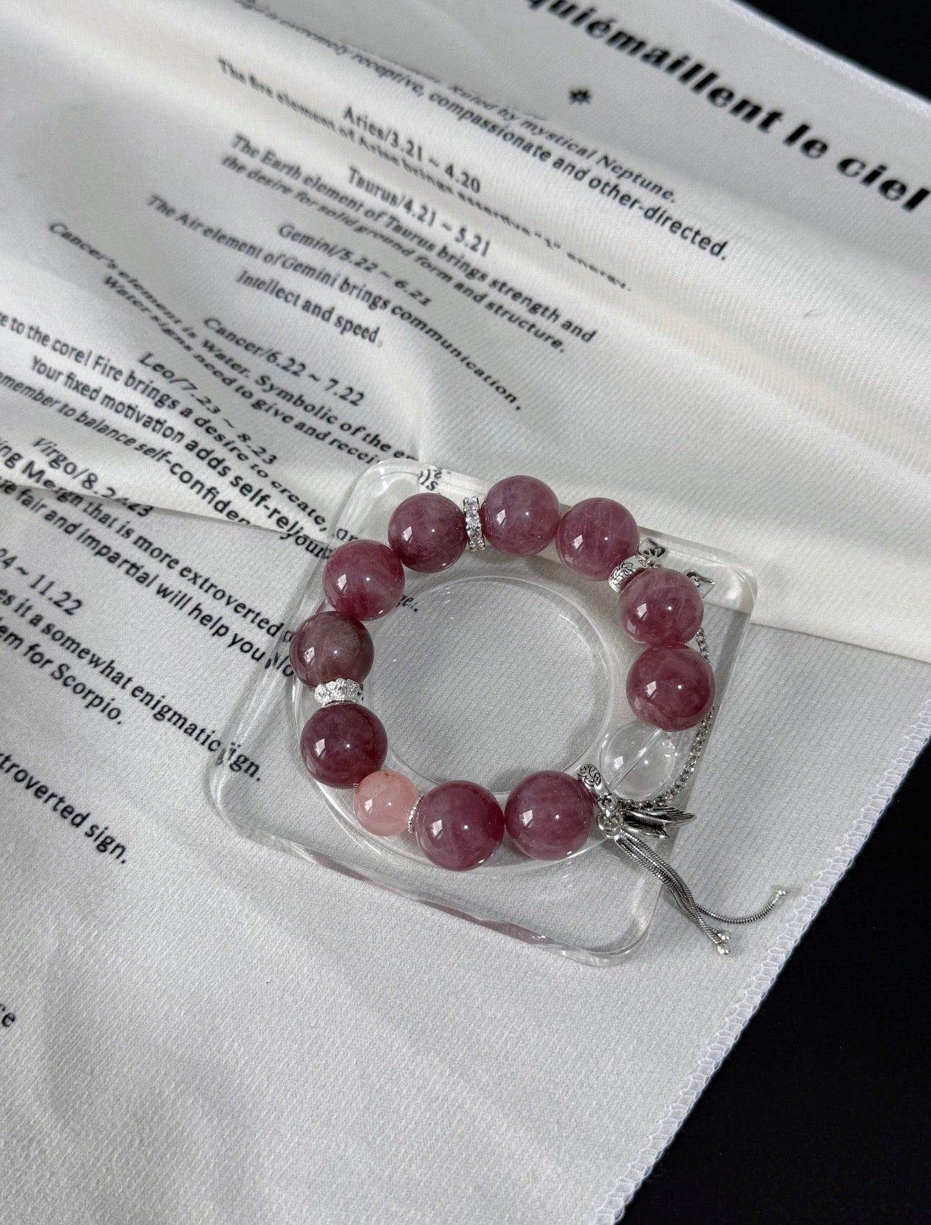 lavender rose quartz original design bracelet Chunky beads