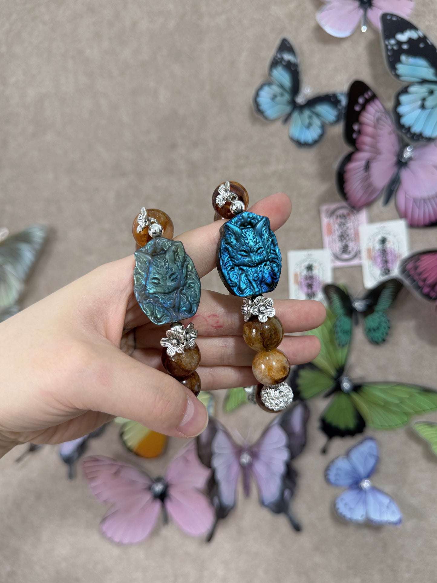 Golden healer & labradorite fox original design bracelet