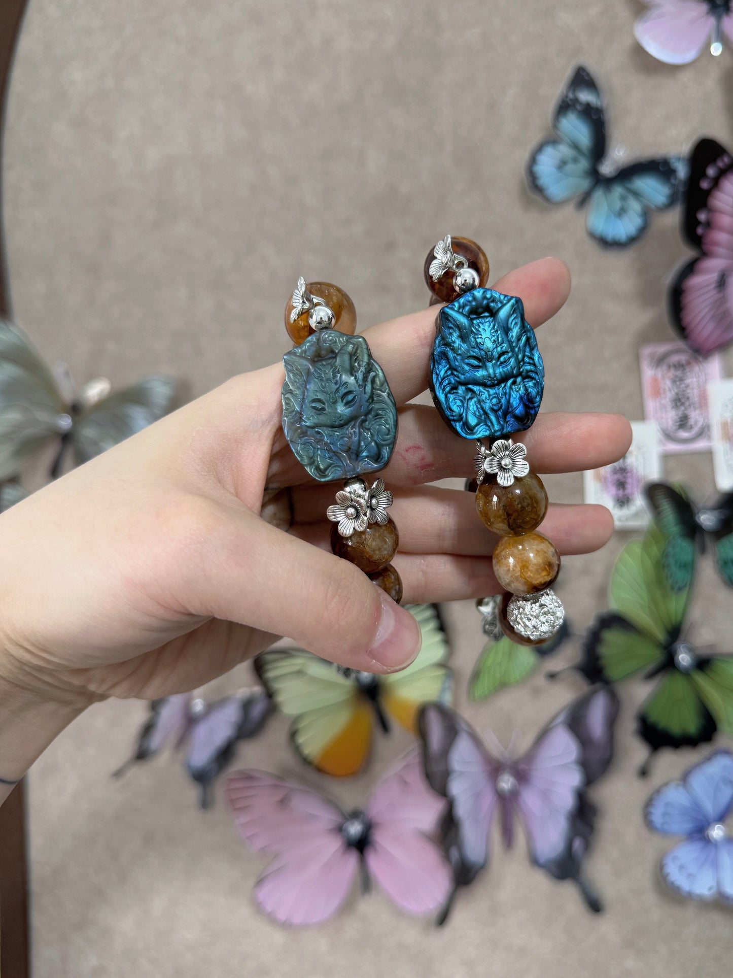 Golden healer & labradorite fox original design bracelet