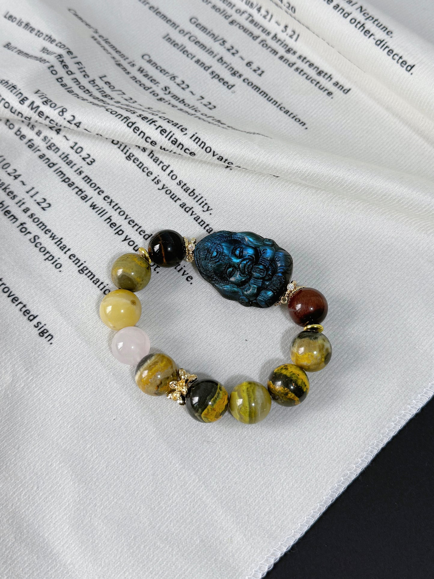 Bumblebee jasper & labradorite elephant gos original design bracelet