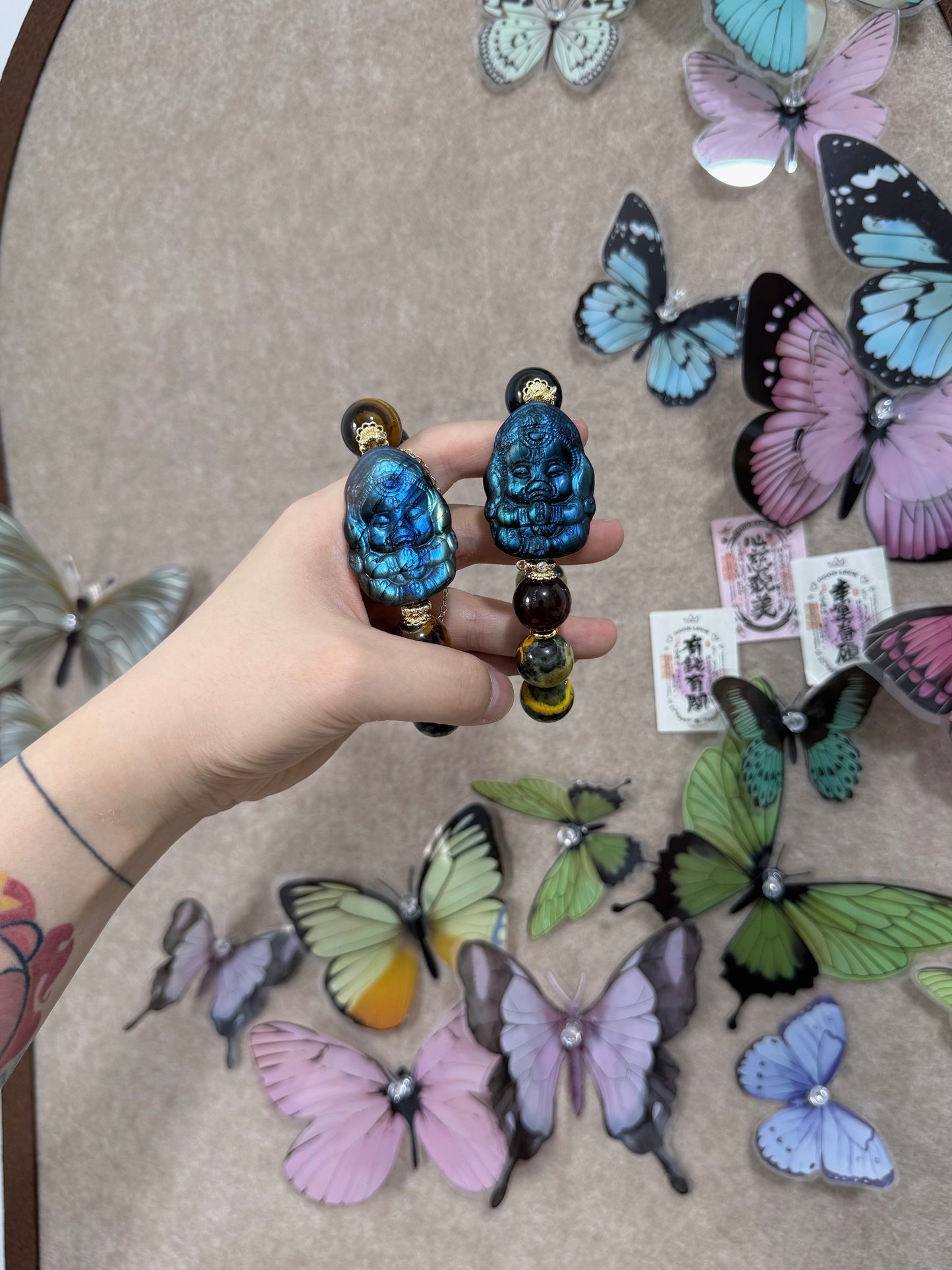 Bumblebee jasper & labradorite elephant gos original design bracelet