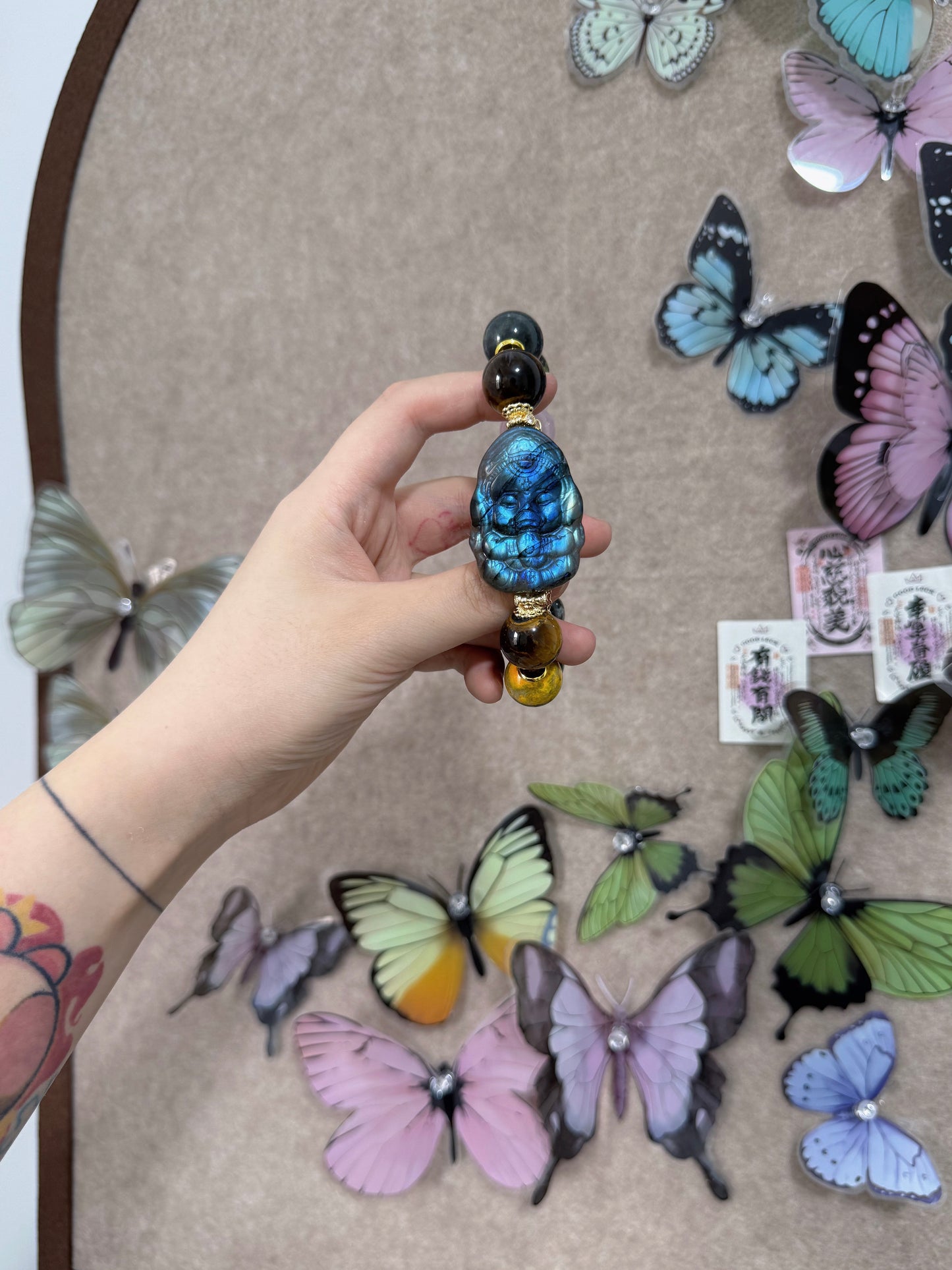 Bumblebee jasper & labradorite elephant gos original design bracelet