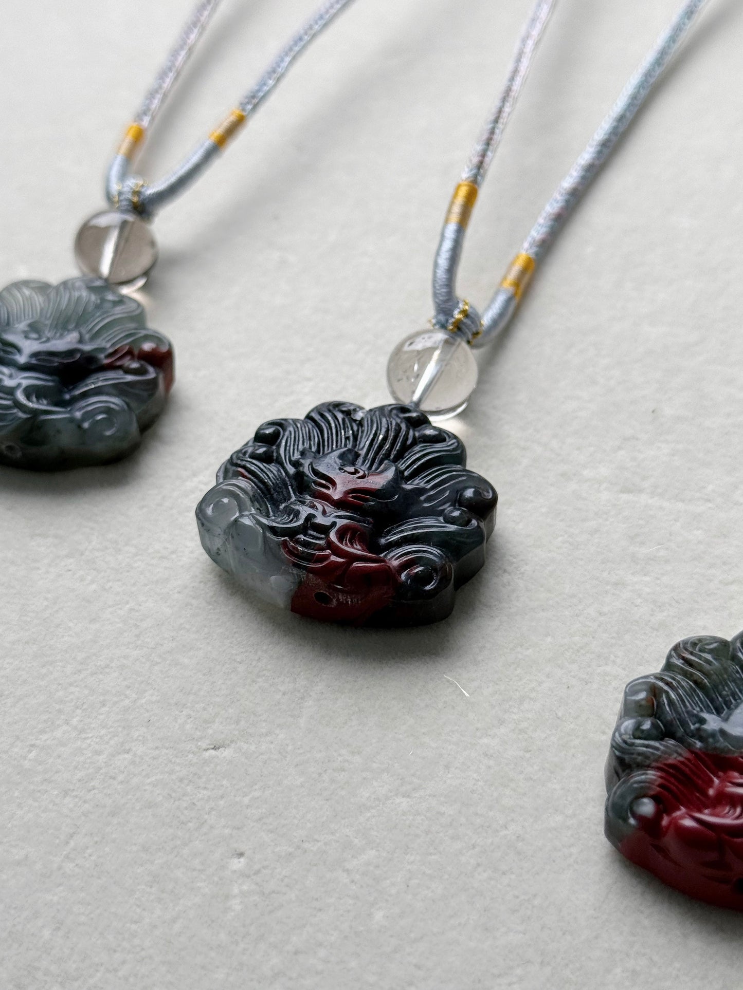 Bloodstone fox necklace (adjustable size)