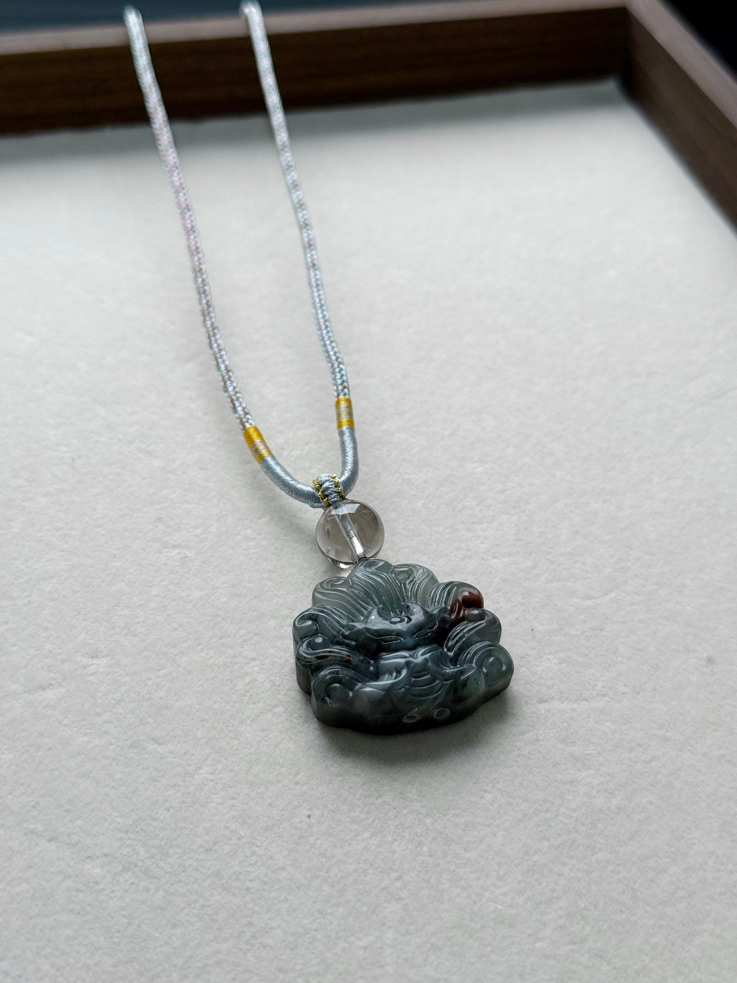 Bloodstone fox necklace (adjustable size)