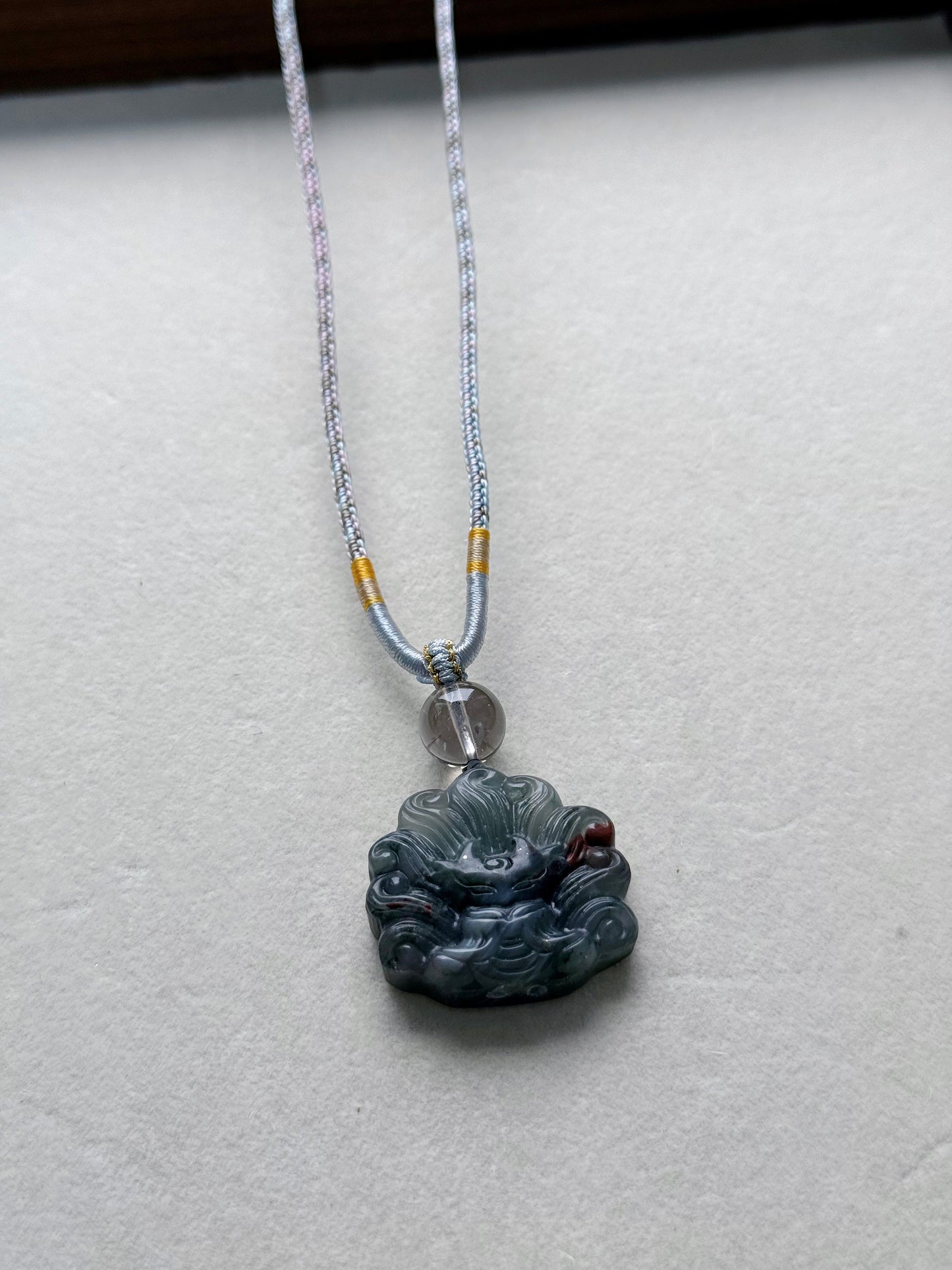 Bloodstone fox necklace (adjustable size)