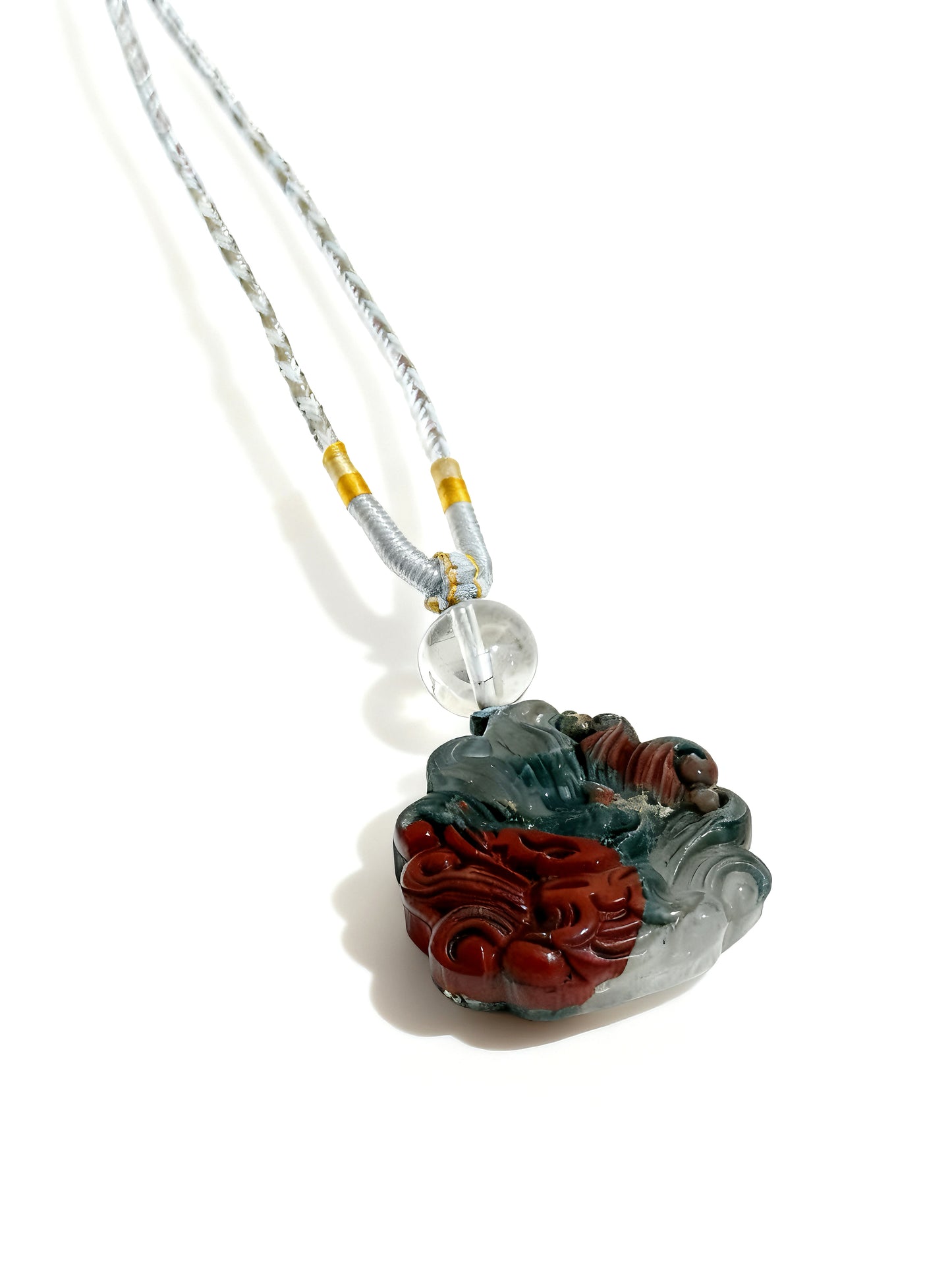 Bloodstone fox necklace (adjustable size)