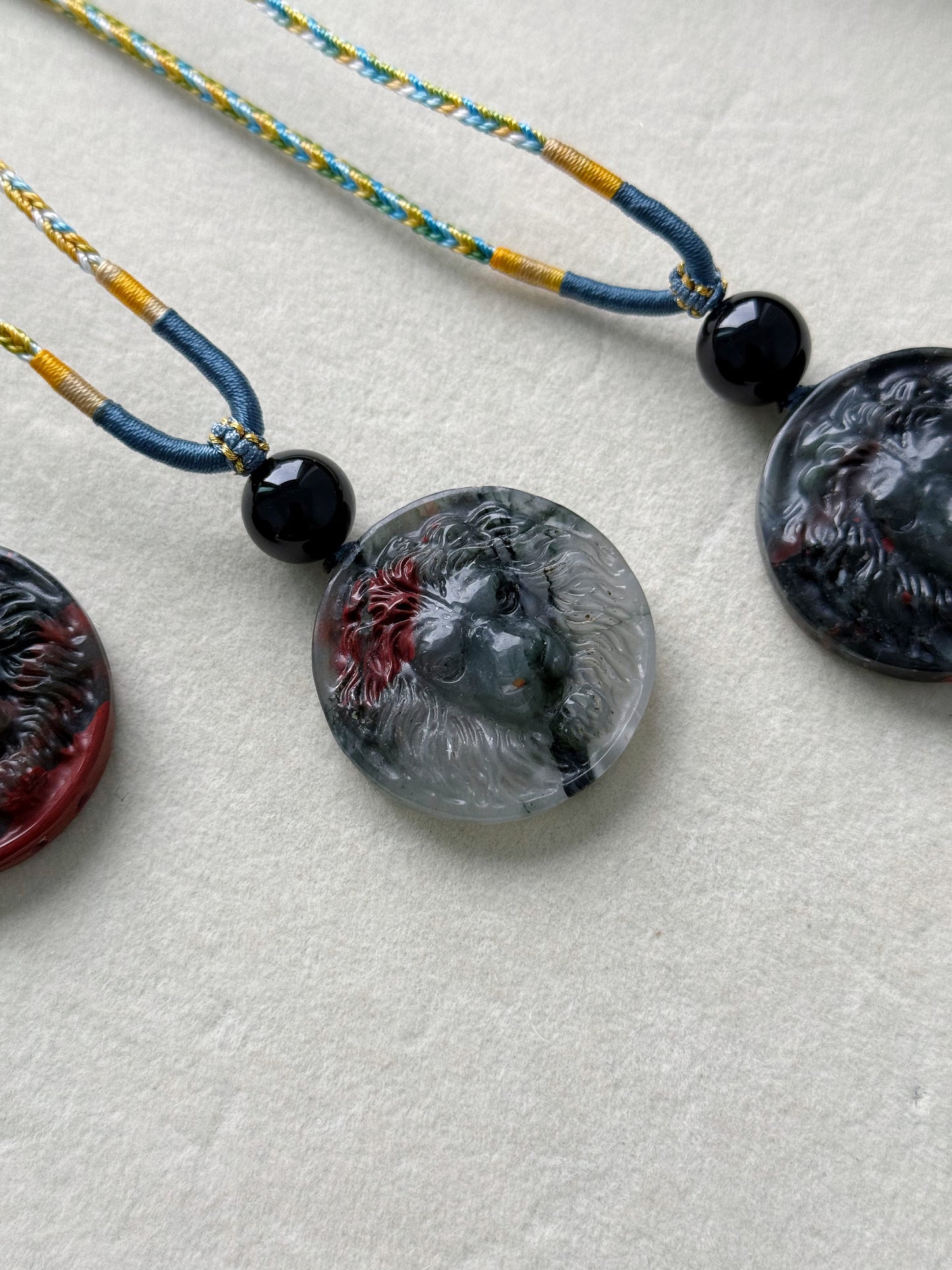Bloodstone Lion necklace (adjustable size)