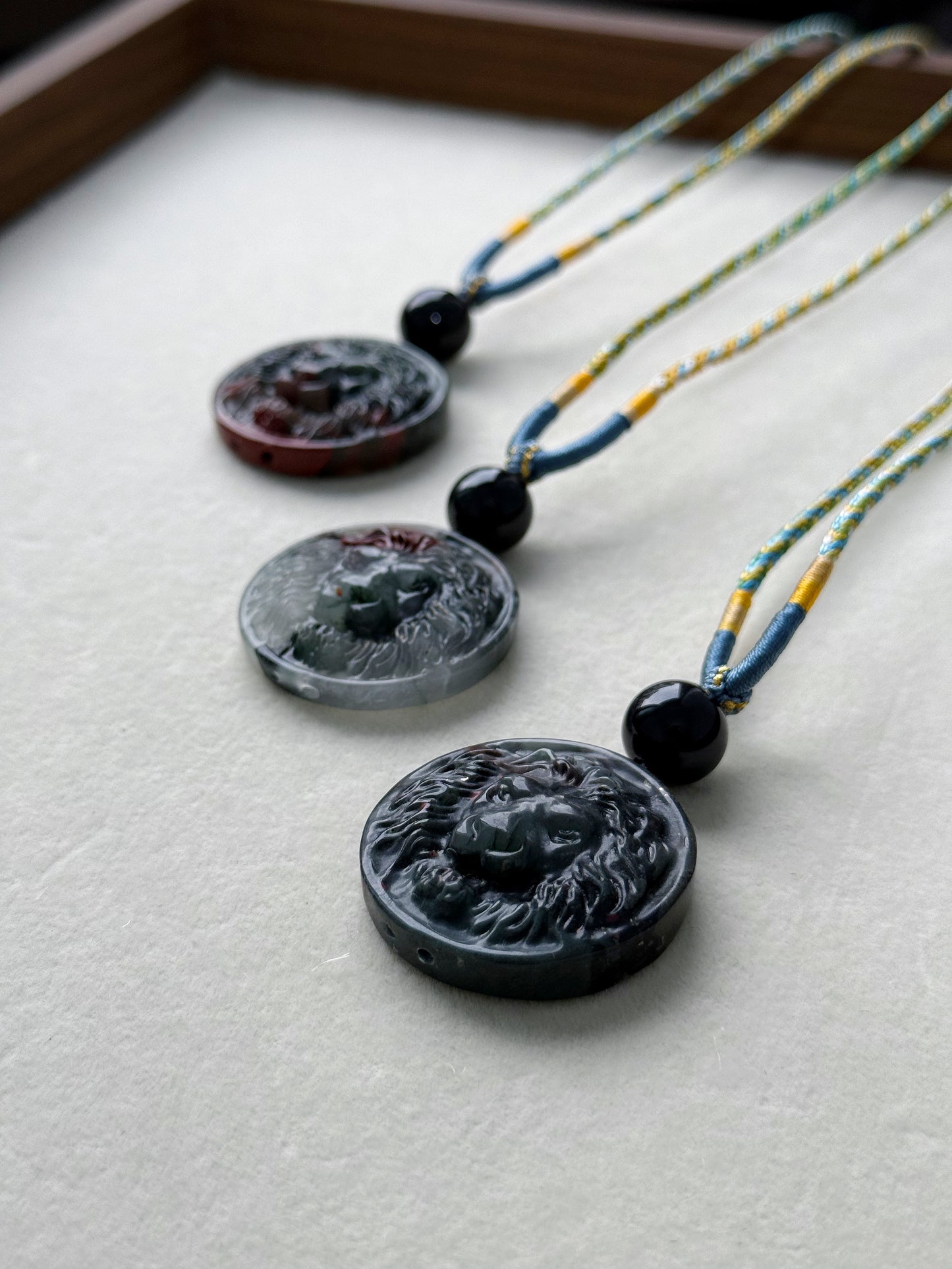 Bloodstone Lion necklace (adjustable size)