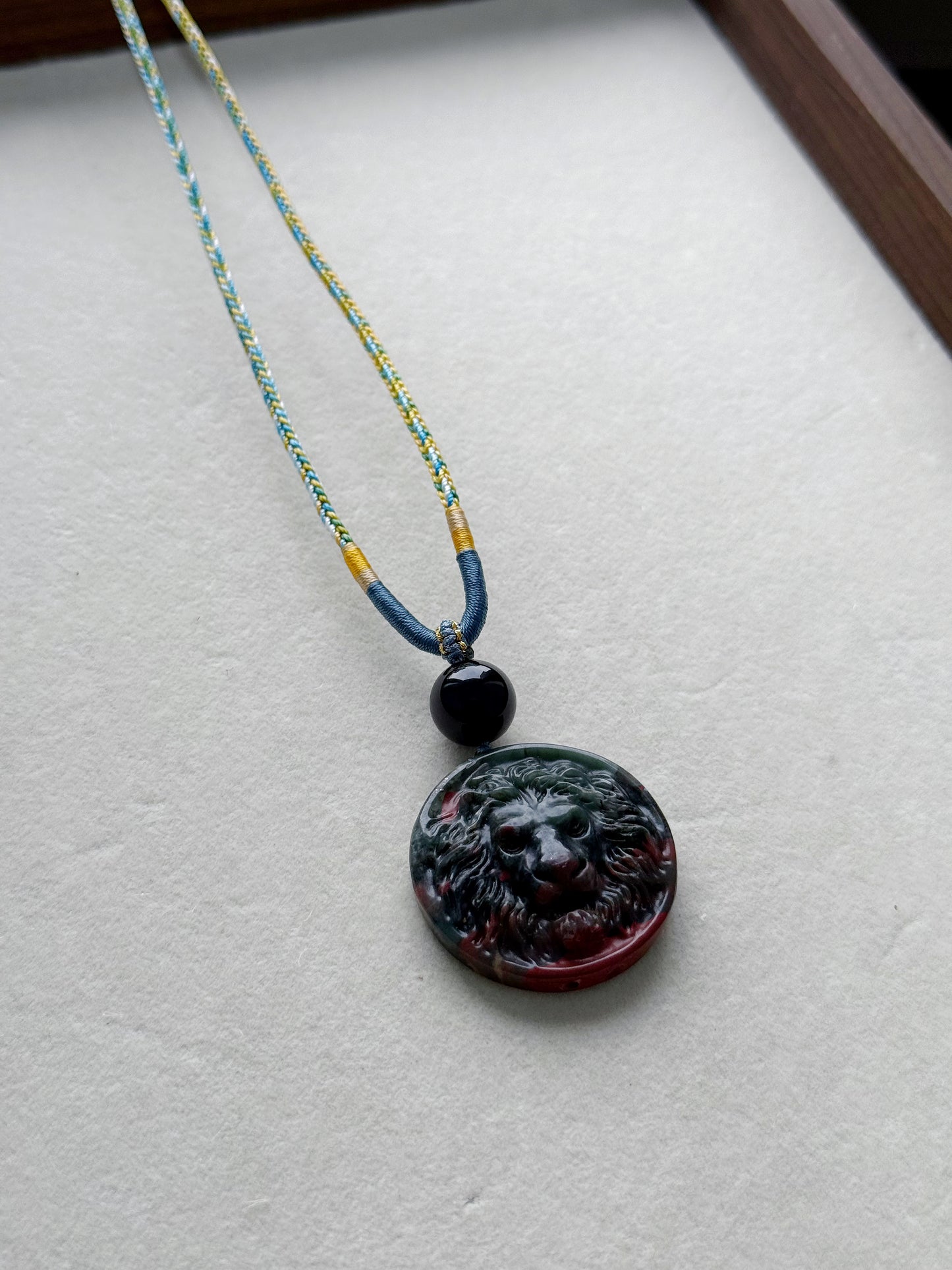 Bloodstone Lion necklace (adjustable size)