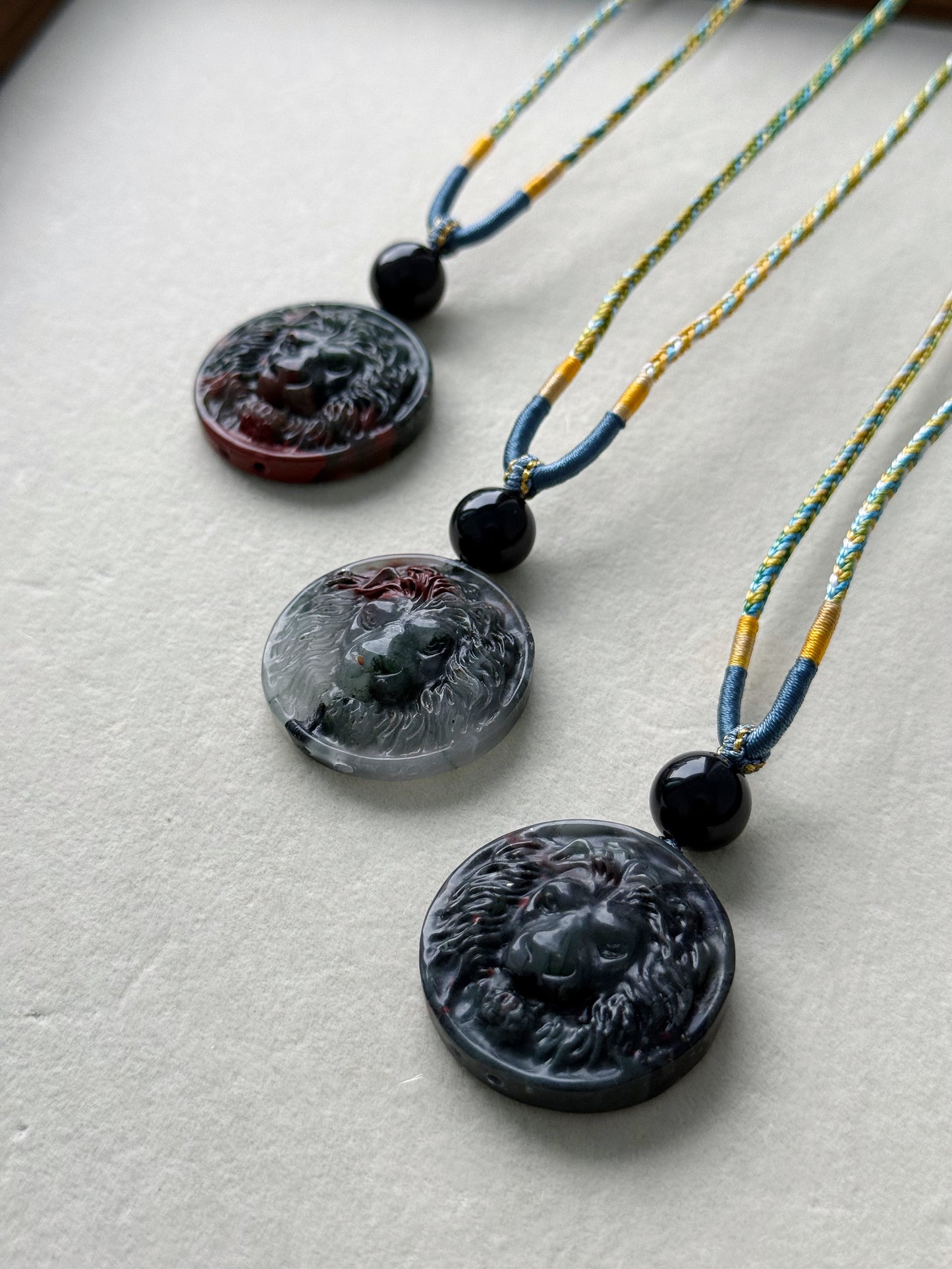 Bloodstone Lion necklace (adjustable size)