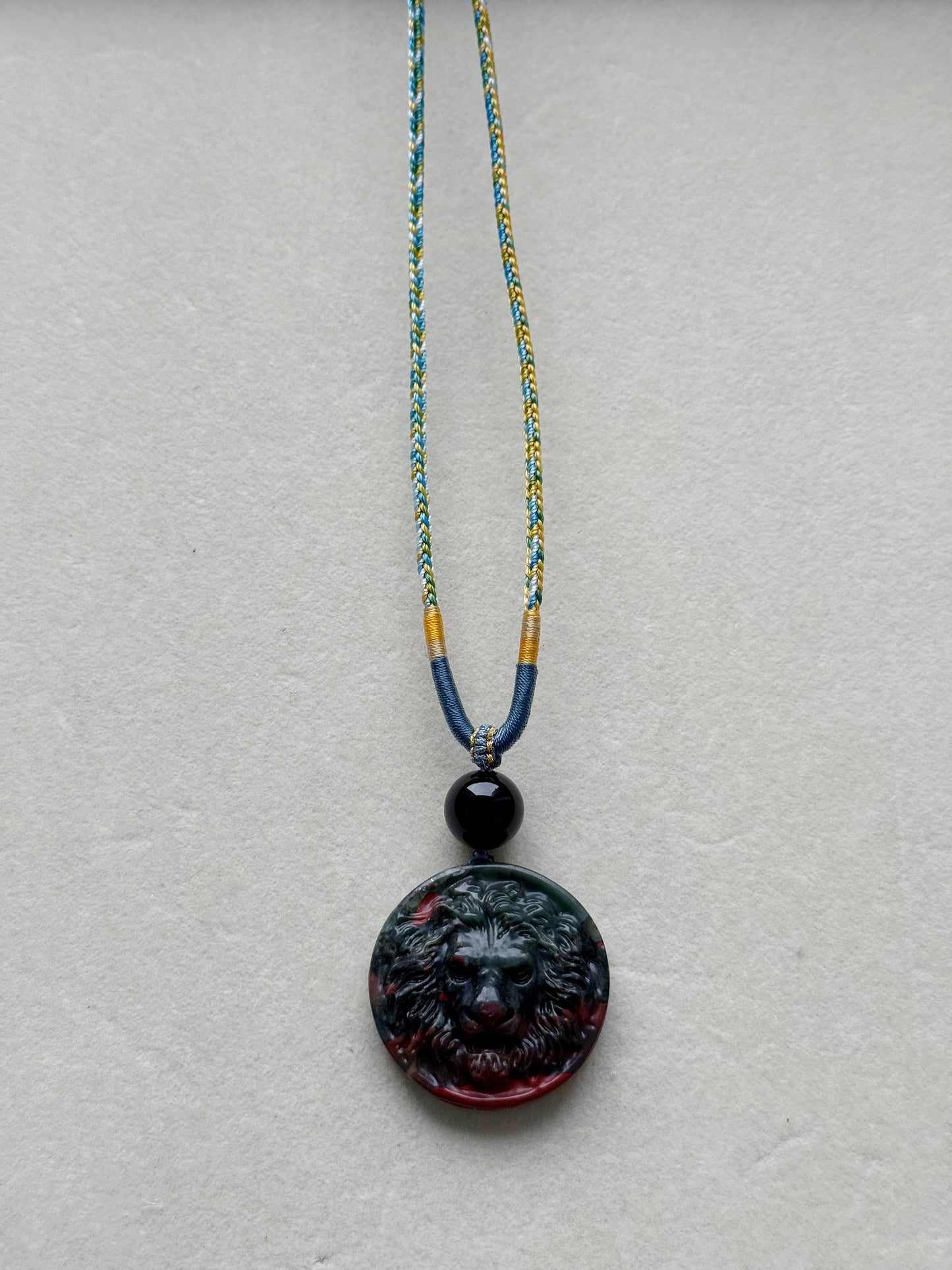 Bloodstone Lion necklace (adjustable size)