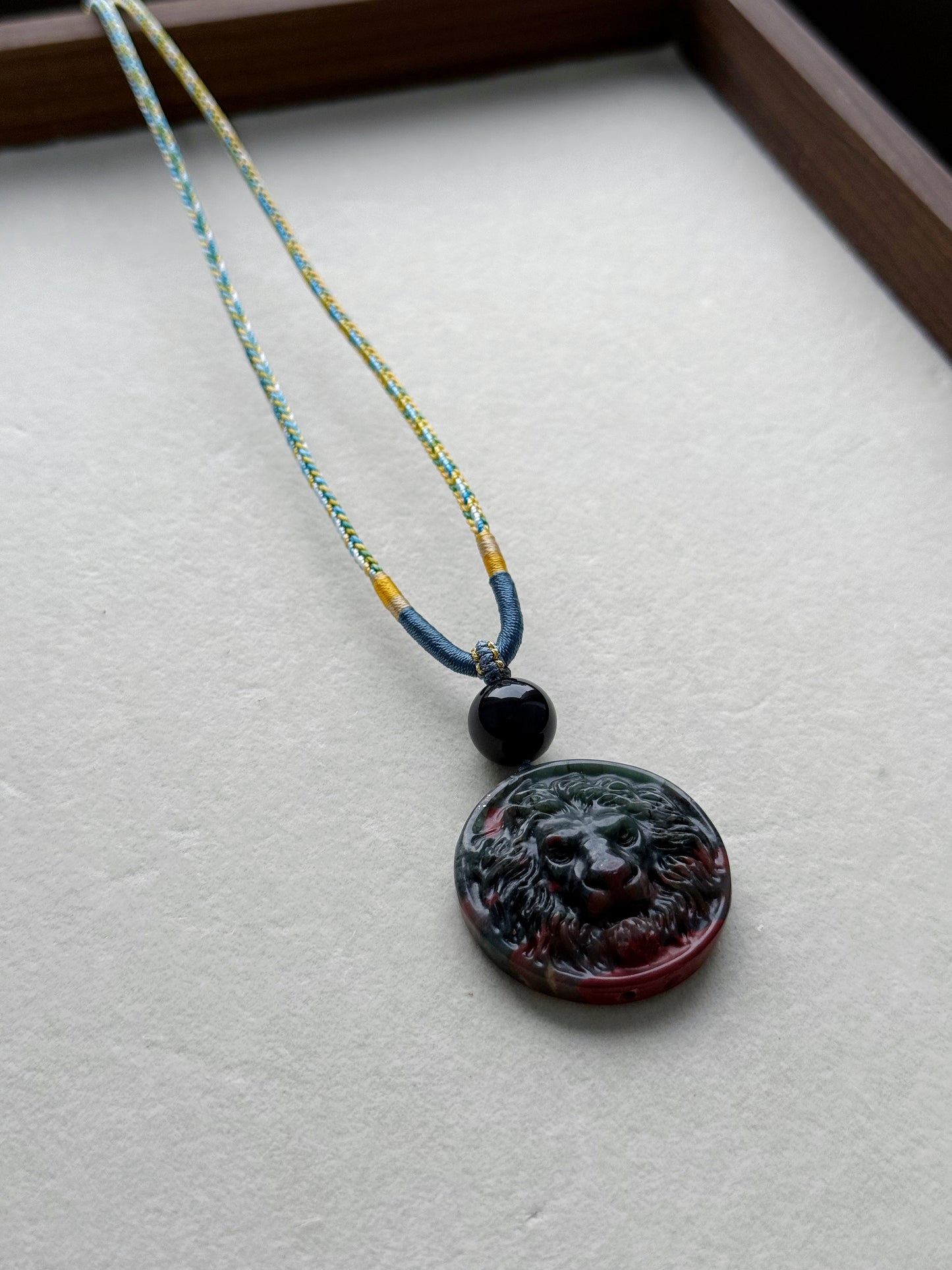 Bloodstone Lion necklace (adjustable size)
