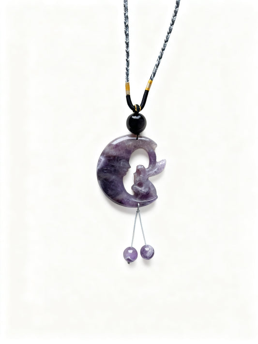 Dream amethyst moon fairy  necklace (adjustable size)