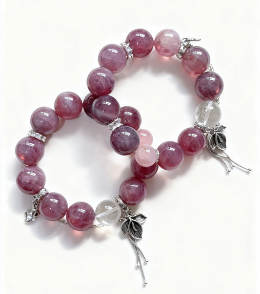 lavender rose quartz original design bracelet Chunky beads