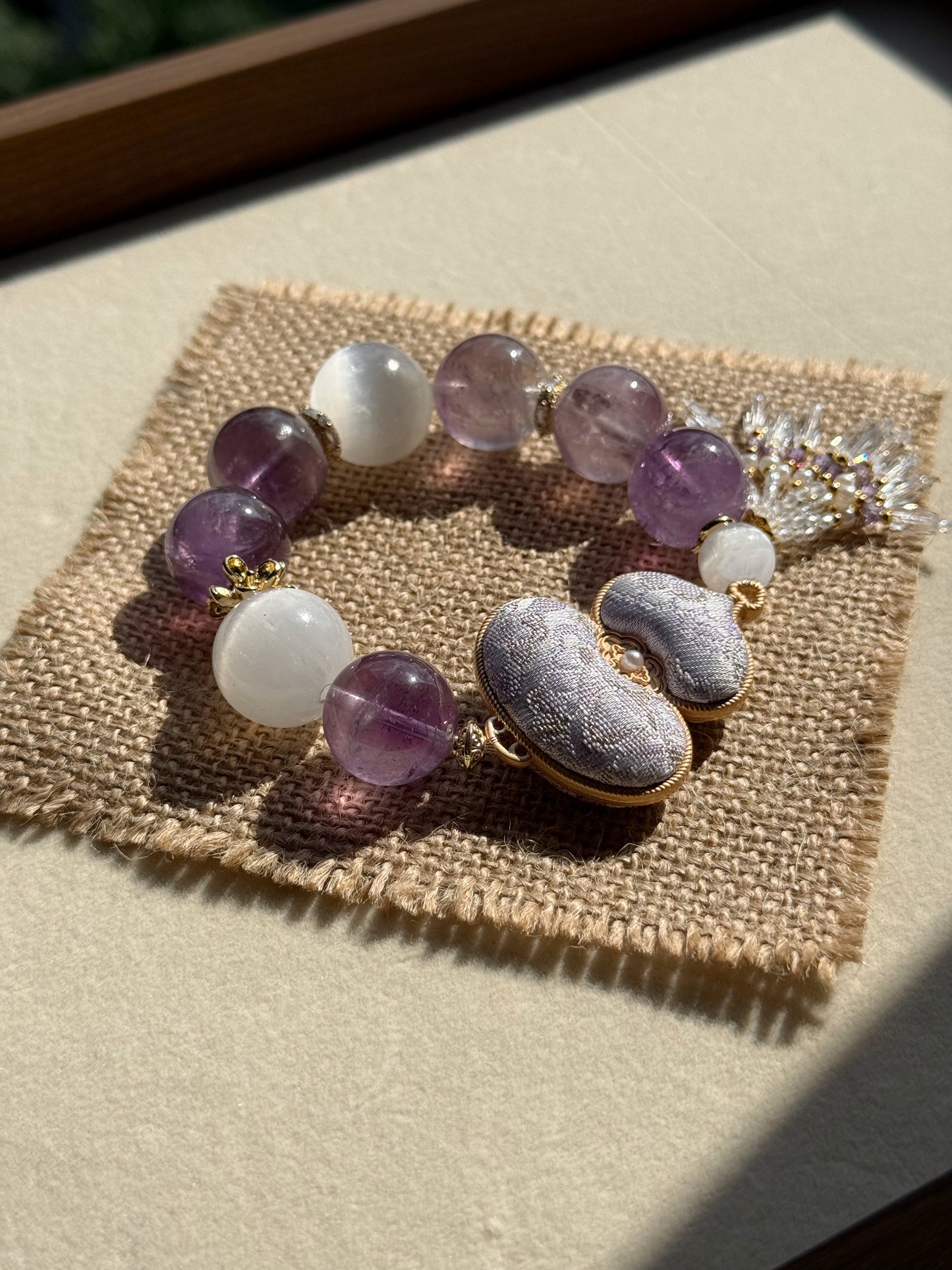 Amethyst & selenite & silk Hulu original design bracelet
