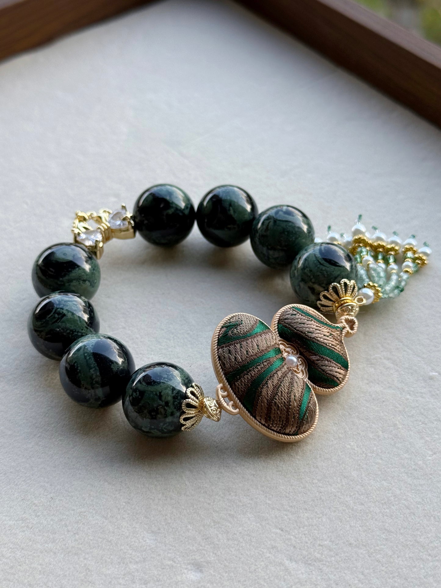 Kambaba jasper original design bracelet Chunky beads