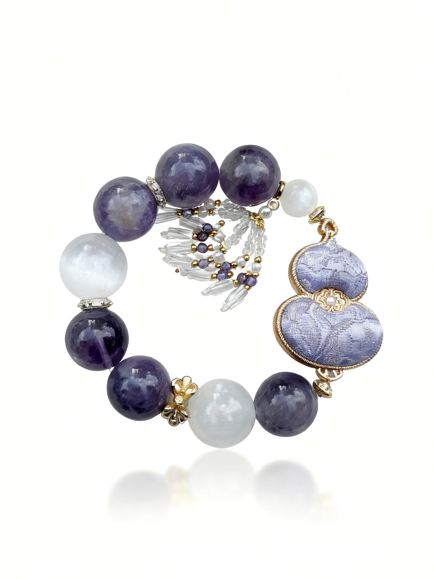 Amethyst & selenite  original design bracelet Chunky beads