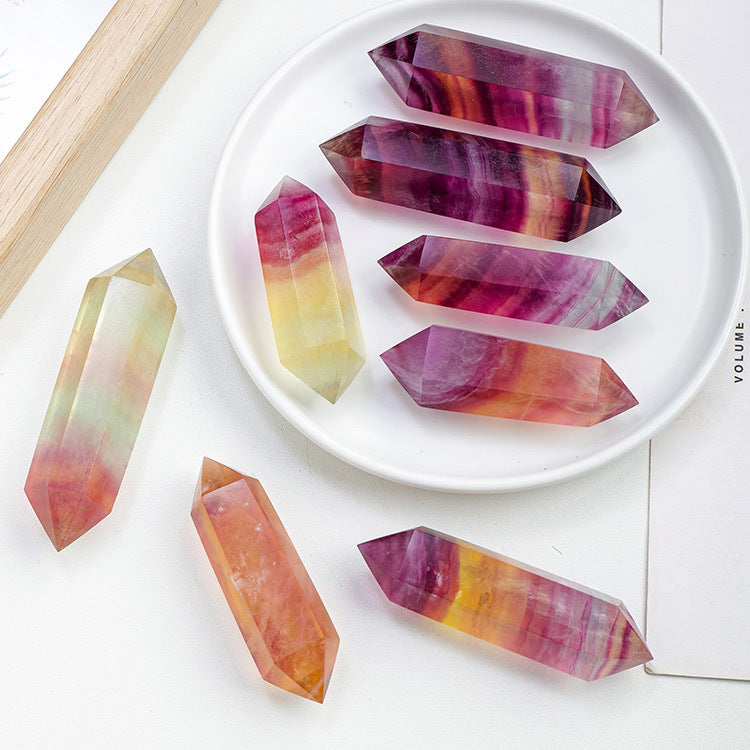 Candy-colored fluorite double-pointed colorful fluorite