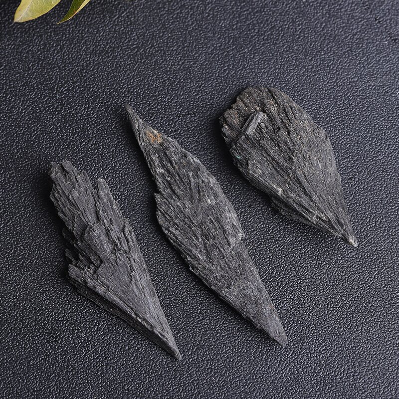 Natural black tourmaline feathers