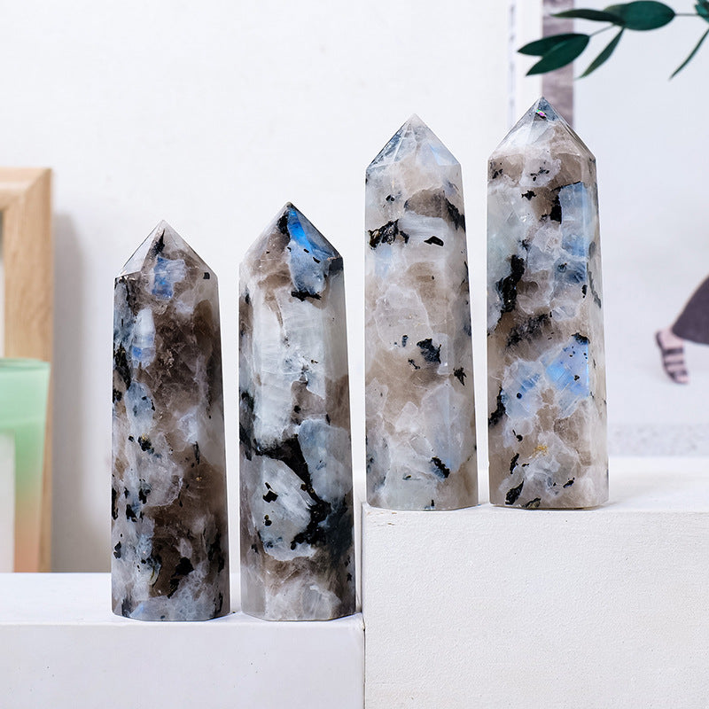 Rainbow moonstone single pointed pillar