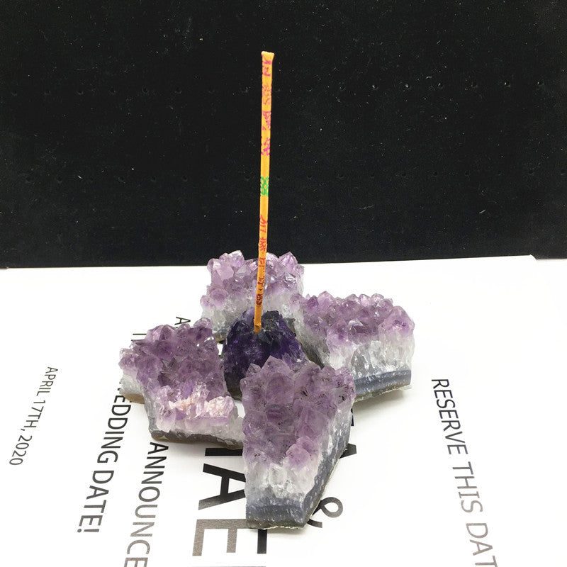 Natural Amethyst Cluster Incense Holder