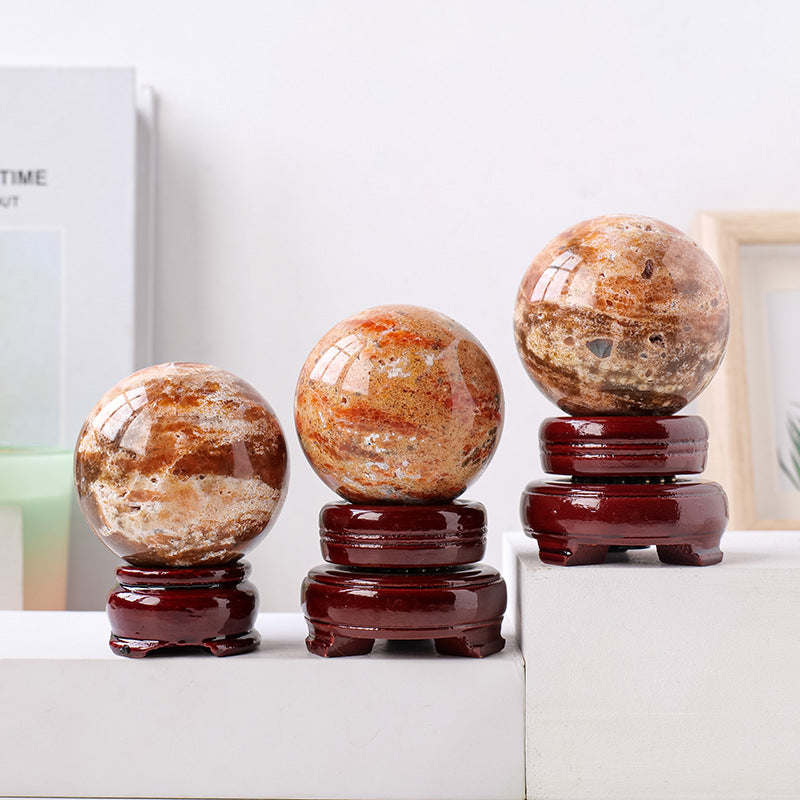 Natural sunstone red jasper common crystal ball