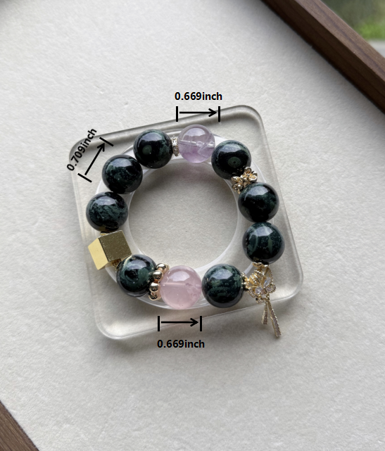 Kambaba jasper &rose quartz & amethyst original design bracelet Chunky beads