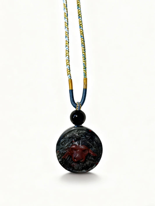 Bloodstone Lion necklace (adjustable size)