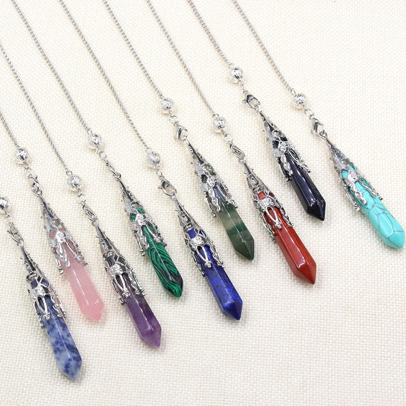 Rock crystal hexagonal column pendulum pendant