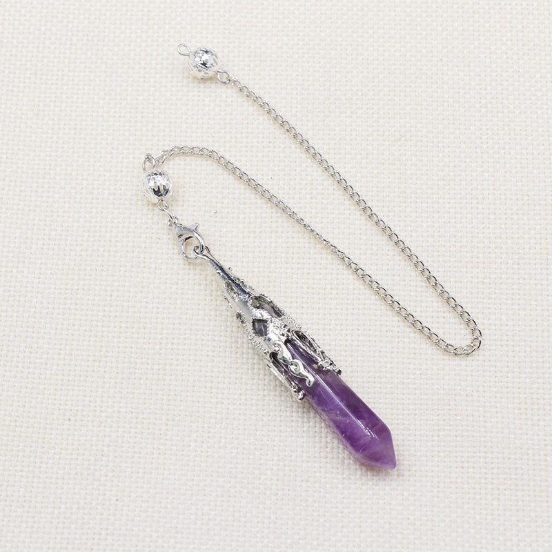 Rock crystal hexagonal column pendulum pendant