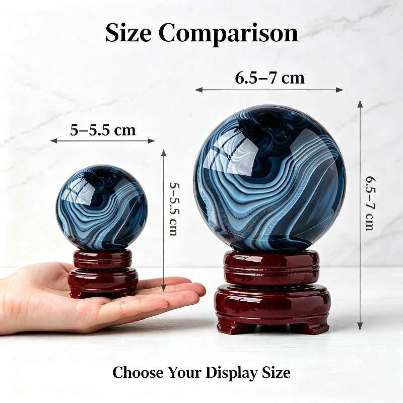 Natural black silk agate crystal ball