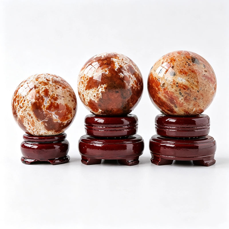 Natural sunstone red jasper common crystal ball