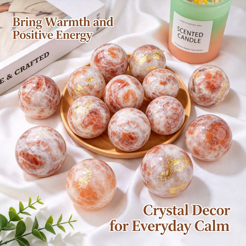 Natural golden sunstone crystal ball