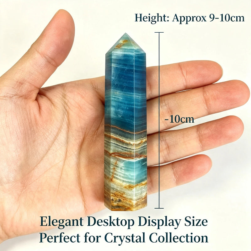 Natural Blue Lux crystal hexagonal prism