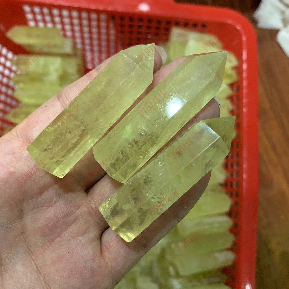 Citrine single-pointed hexagonal crystal column