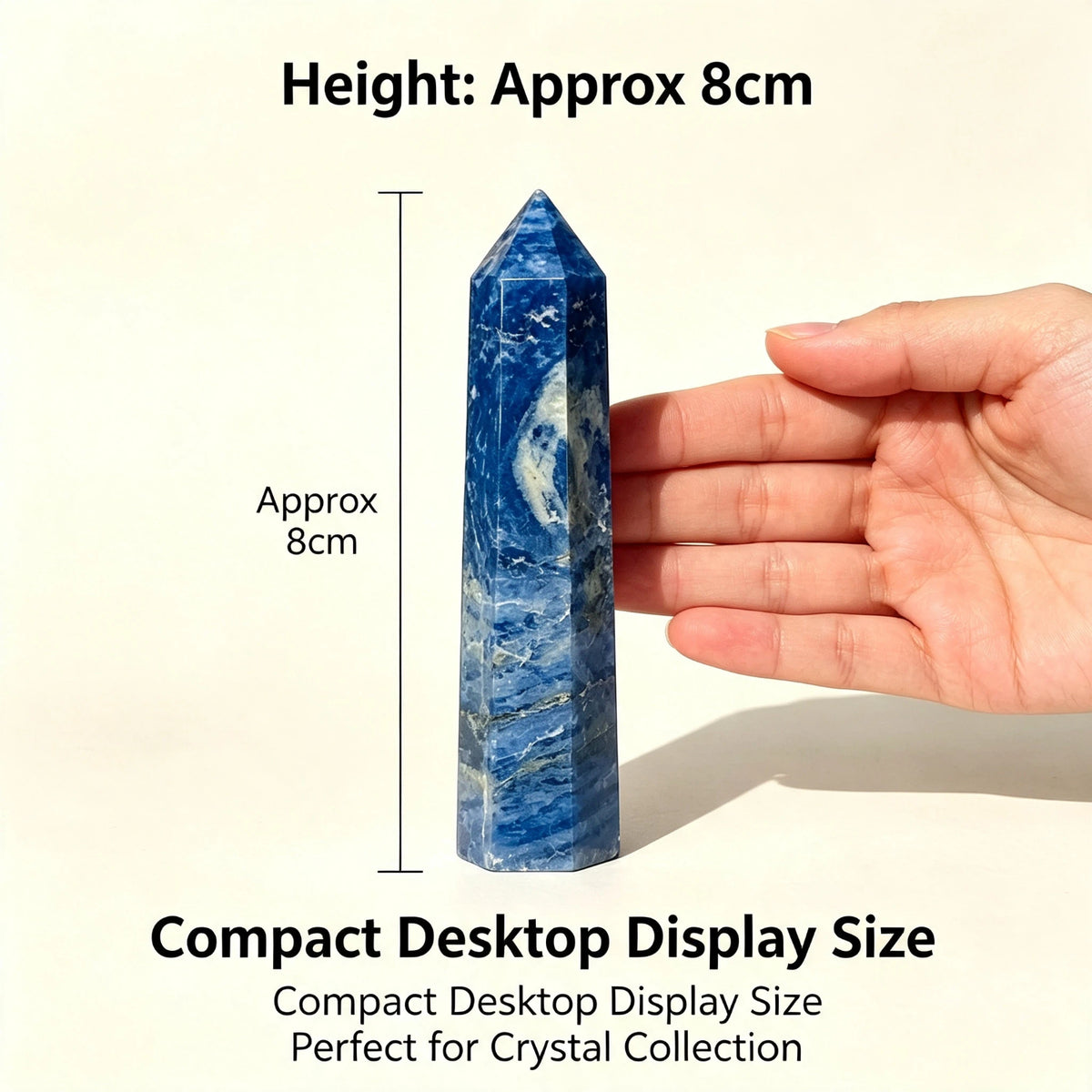 Natural blue stone crystal hexagonal prism