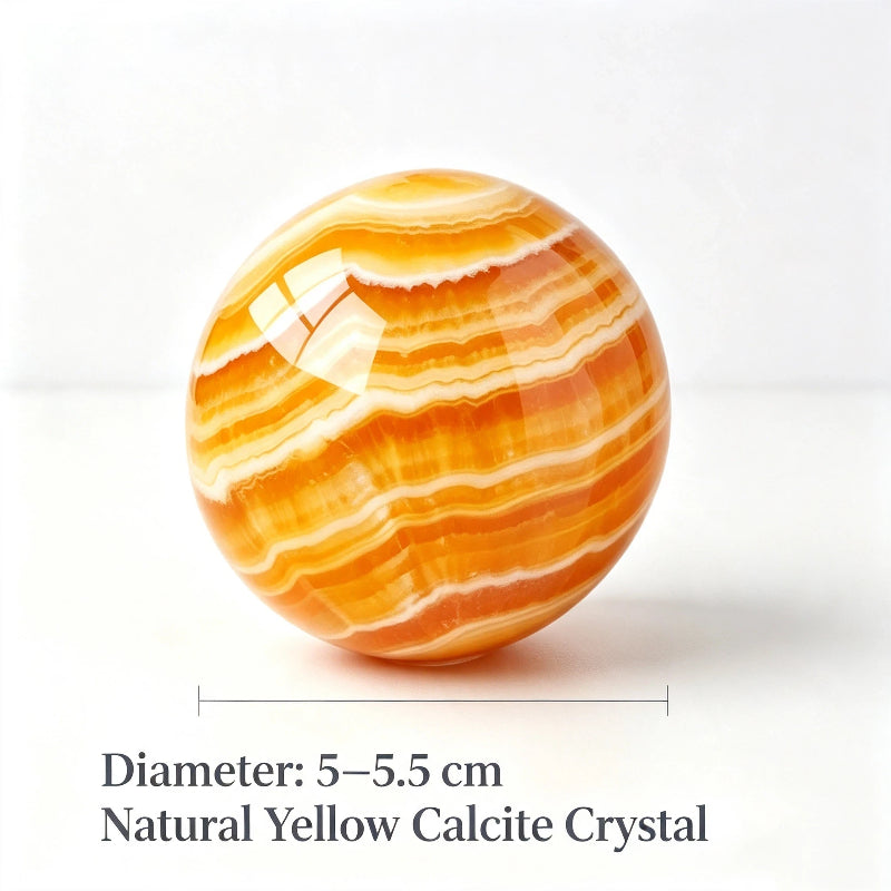 Natural yellow calcite crystal ball