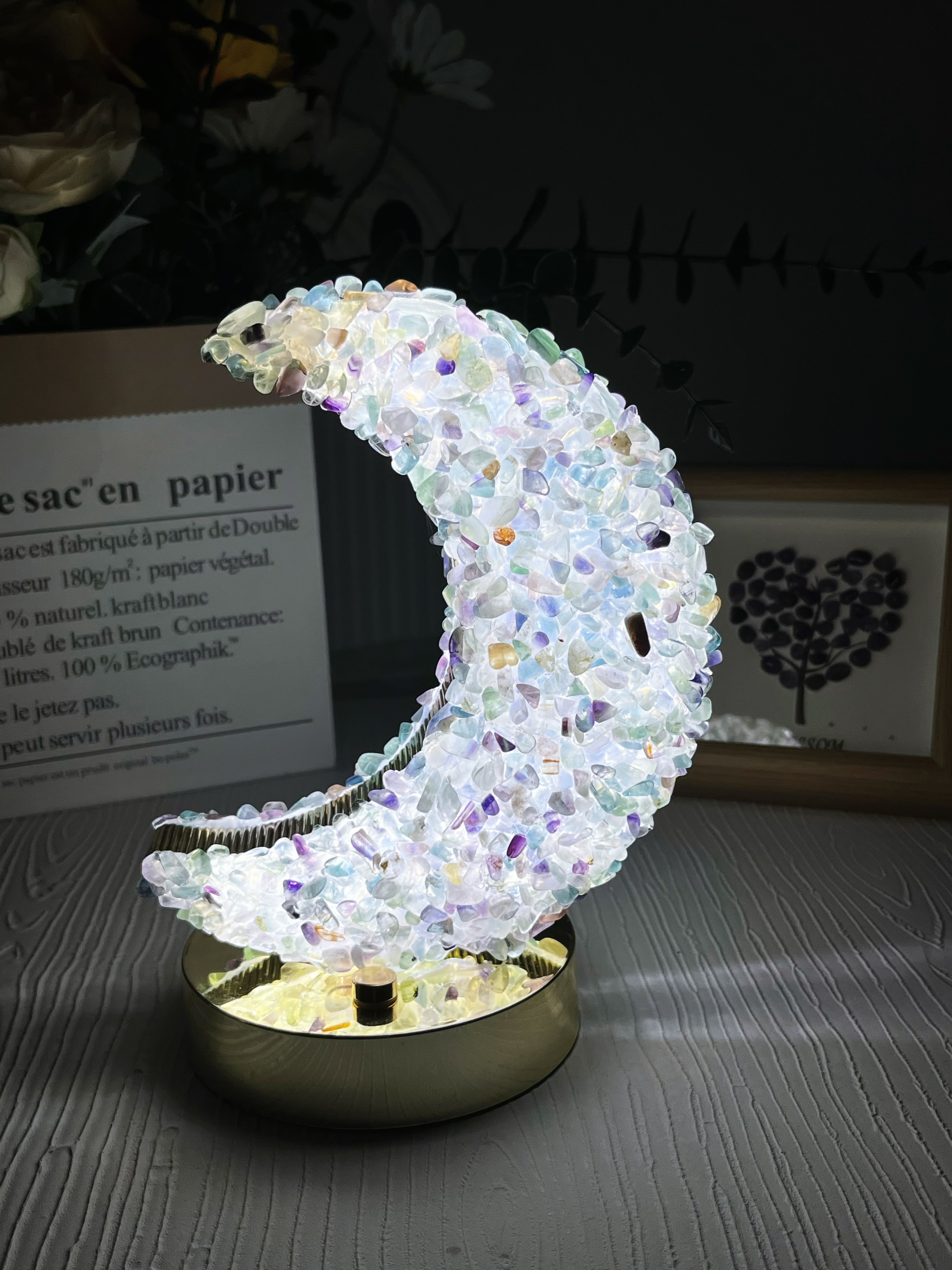 Natural Crystal Chips Night Light (3 Adjustable color modes )6'5 inches talll