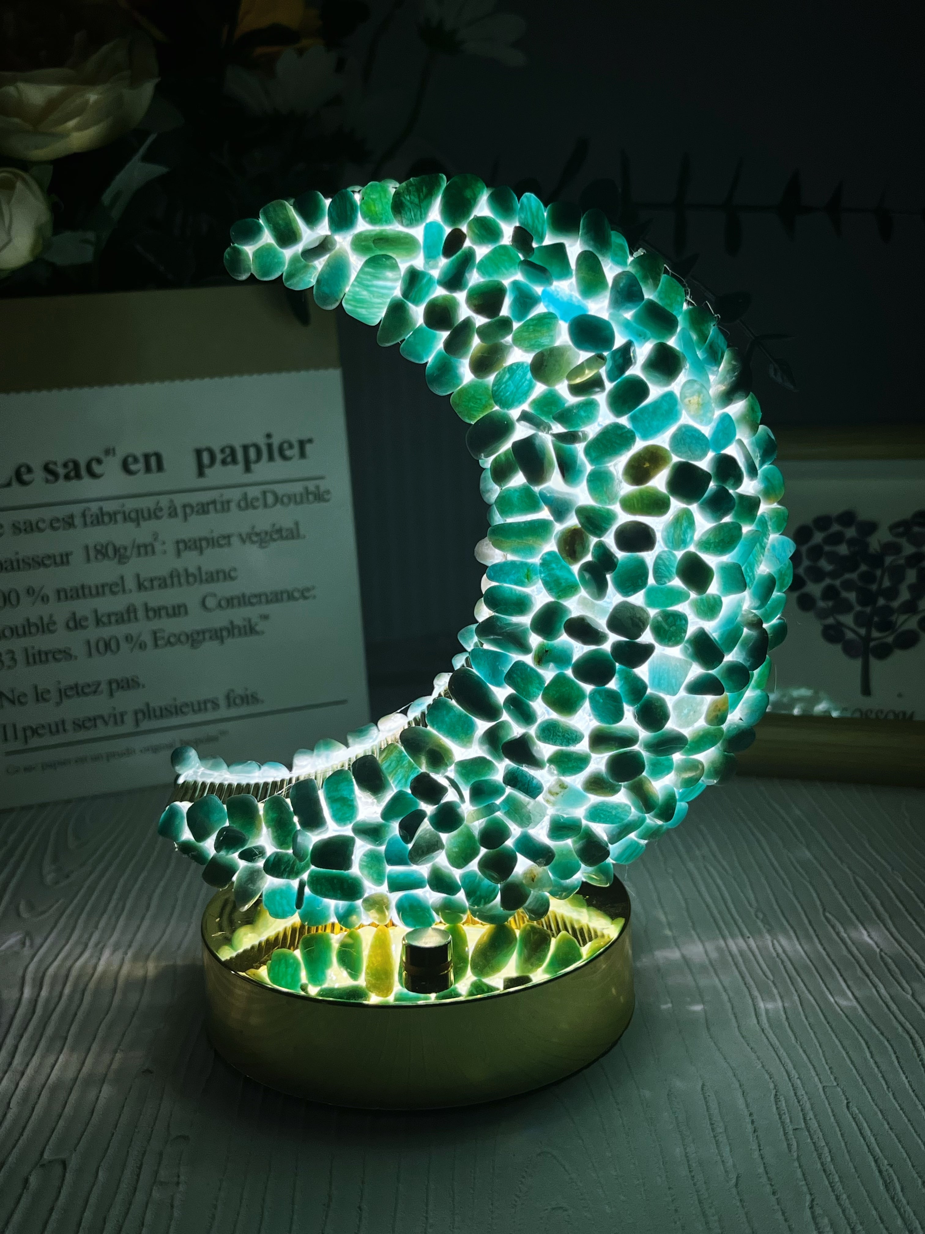 Natural Crystal Chips Night Light (3 Adjustable color modes )6'5 inches talll