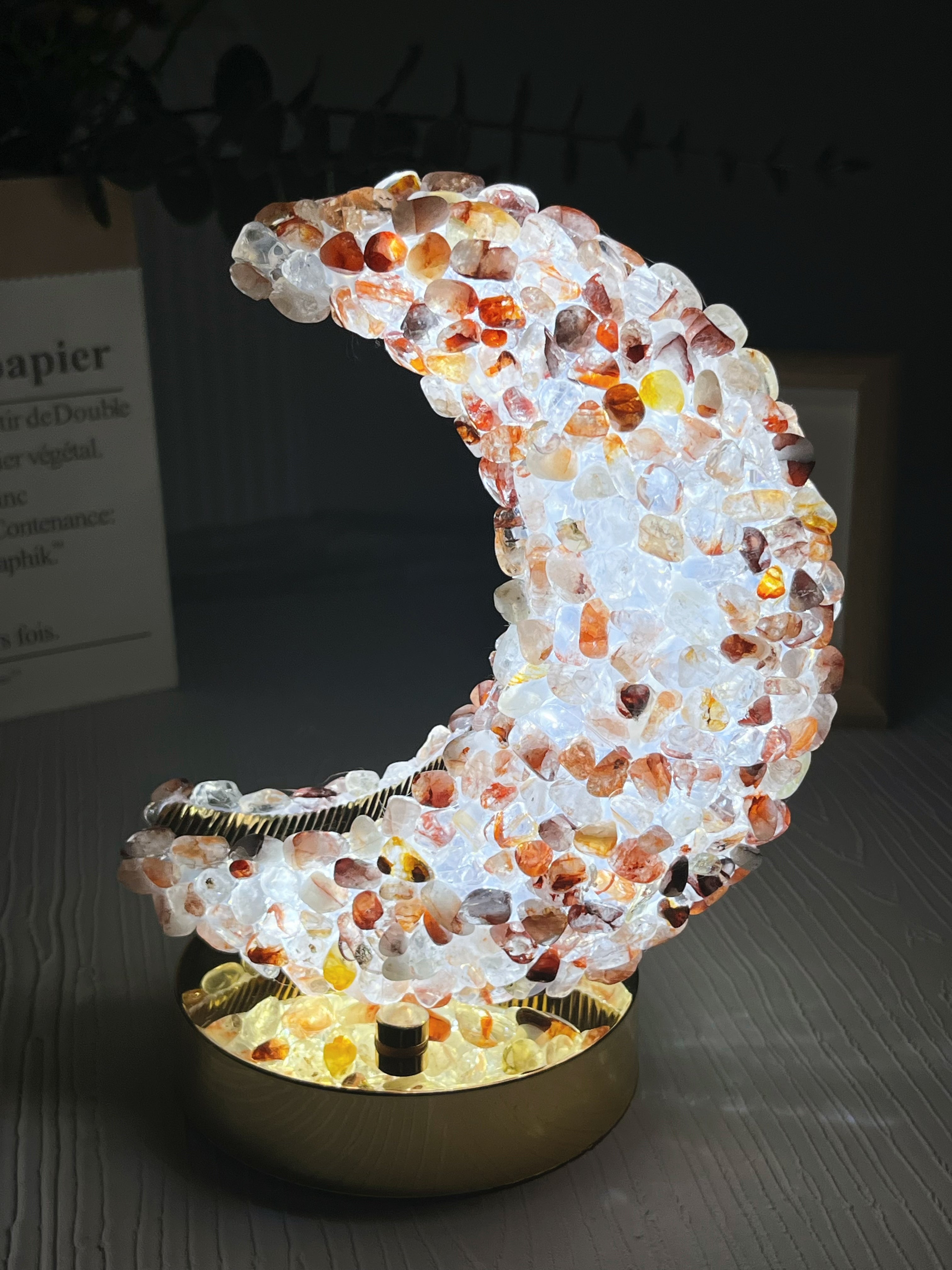 Natural Crystal Chips Night Light (3 Adjustable color modes )6'5 inches talll