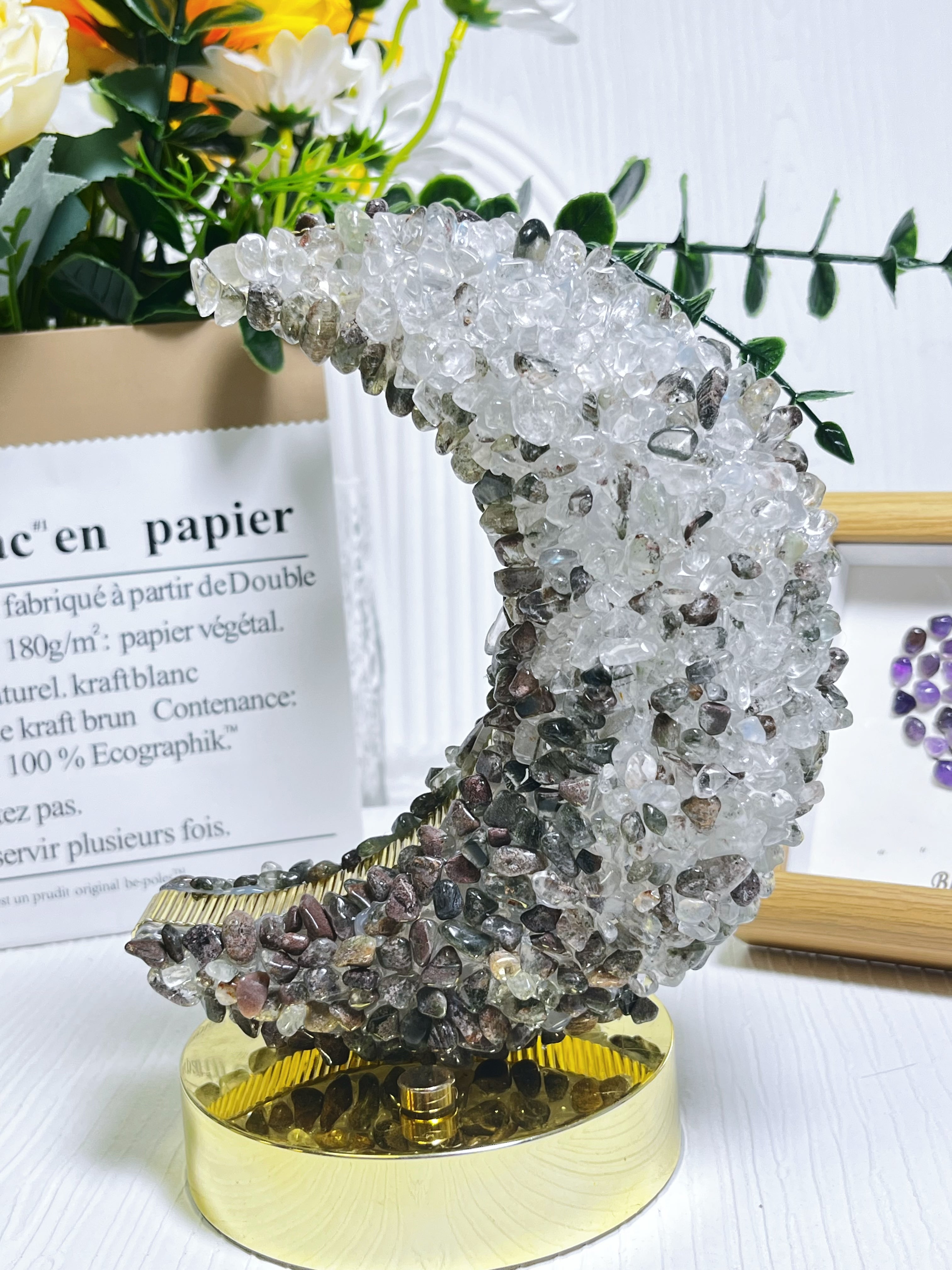 Natural Crystal Chips Night Light (3 Adjustable color modes )6'5 inches talll